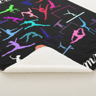 Girls 25 Gymnastics Poses Personalized Sherpa Blanket