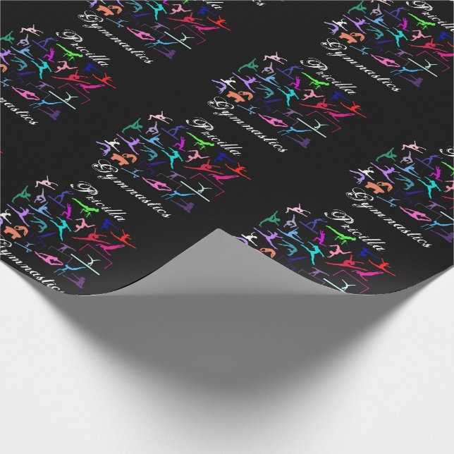 Girls 25 Gymnastics Poses Personalized   Wrapping Paper (Corner)