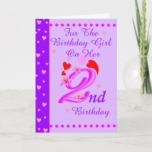 Girls 2nd Birthday Card