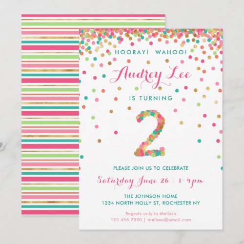 Girls 2nd Birthday Invitation birthday party