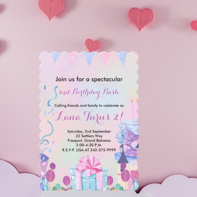 Girls 2nd Birthday Party Invitation (Creator Uploaded)