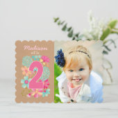 Girls 2nd Birthday Party Number Photo Invitation (Standing Front)