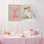 Girls 2nd Birthday Party Number Photo Party Banner<br><div class="desc">professional quality print of an original design by Pip Gerard. (hand painted gouache floral elements) To personalise... just click on the example thumbnail photograph to browse your own computer files to find your own photograph to replace it with. If you need to re-size or move the photo to fit the...</div>