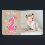 Girls 2nd Birthday Party Number Photo Party Banner<br><div class="desc">professional quality print of an original design by Pip Gerard. (hand painted gouache floral elements) To personalise... just click on the example thumbnail photograph to browse your own computer files to find your own photograph to replace it with. If you need to re-size or move the photo to fit the...</div>