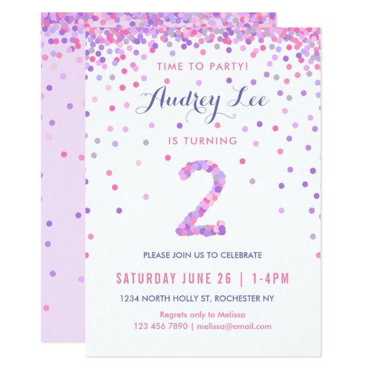 Girls 2nd Birthday Second Birthday Party Invitation
