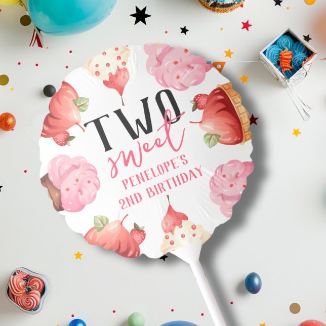 Girls 2nd Birthday Two Sweet Ice Cream Balloon (Creator Uploaded)