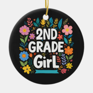 Girls 2nd Grade Girl Second Grade Back To School Ceramic Ornament