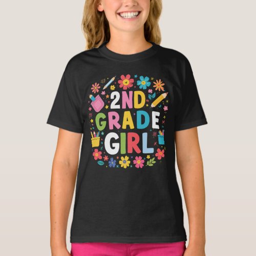 Girls 2nd Grade Girl Second Grade Back To School T_Shirt