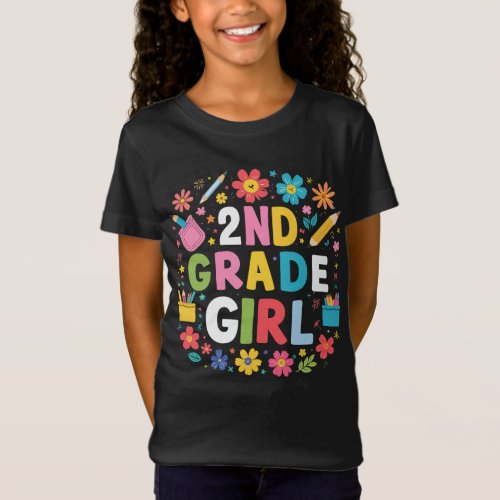 Girls 2nd Grade Girl Second Grade Back To School T_Shirt