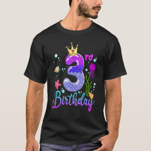 Girls 3rd Birthday Mermaid 3 Years Old Princess Me T-Shirt