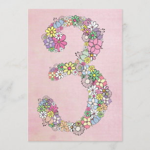 Girls 3rd Birthday Party Custom Invite Invitation