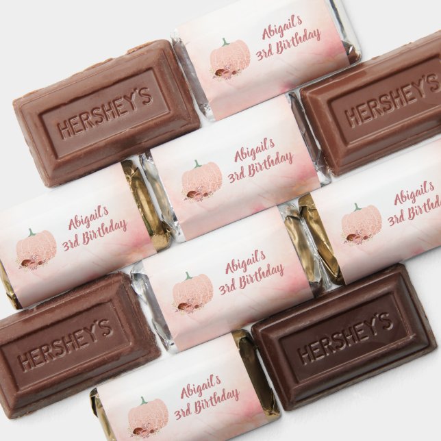 Girl's 3rd Birthday Rose Glitter Pumpkin Hershey's Miniatures (Assorted)