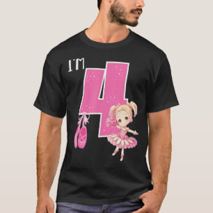 Girl's 4 Year Old Ballerina 4th Birthday Ballet Da T-Shirt