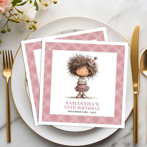 Girls 4th Birthday Party Whimsy Dusty Pink Napkins