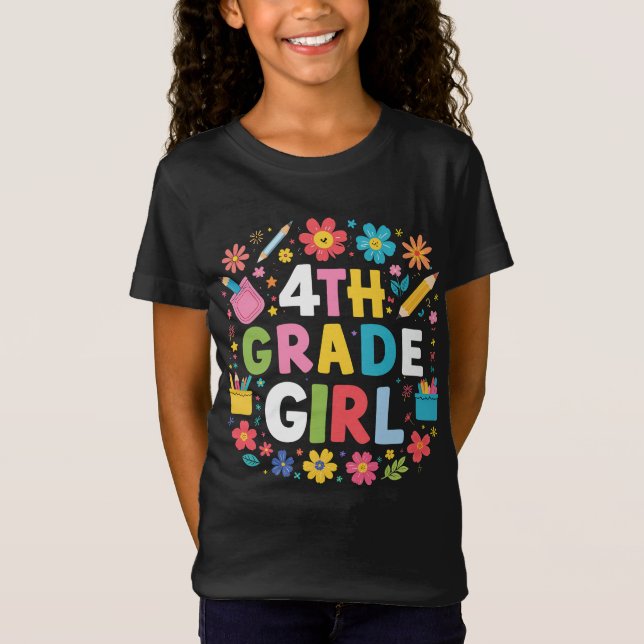 Girls 4th Grade Girl Fourth Grade Back To School T-Shirt (Front)