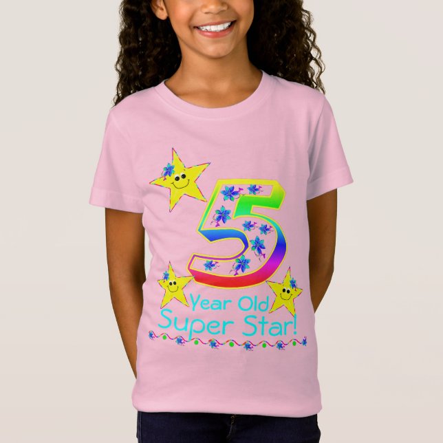 Girls 5 Year Old Super Star Shirt (Front)