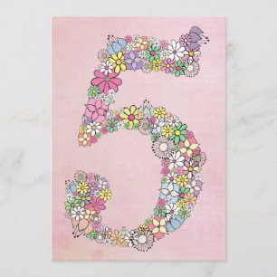 Girls 5th Birthday Party Custom Invite Invitation