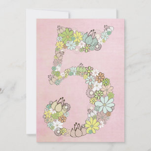 Girls 5th Birthday Party Custom Invite Invitation