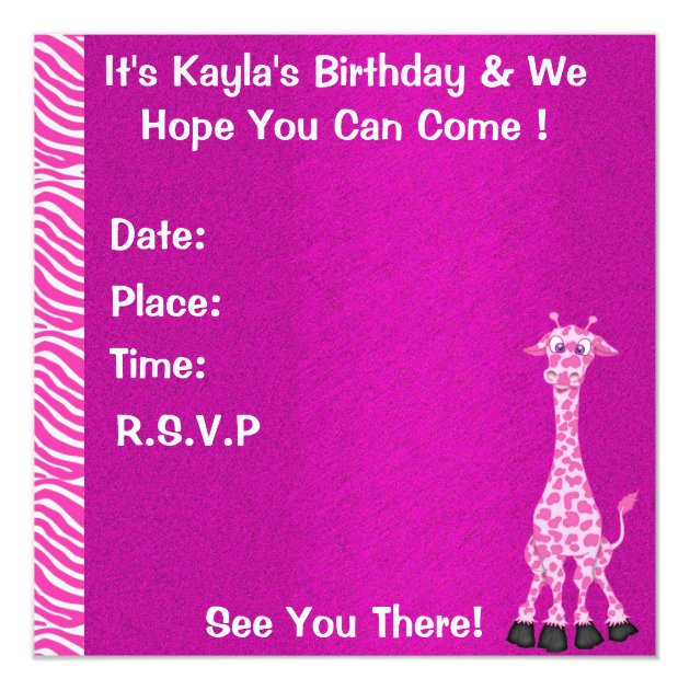 Girls 7TH BIRTHDAY Jungle Invitation With Monkeys