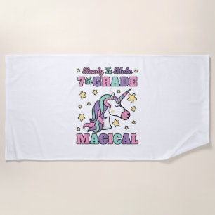 Girls 7th Grade Back To School Magical Unicorn Gif Beach Towel
