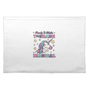 Girls 7th Grade Back To School Magical Unicorn Gif Cloth Placemat