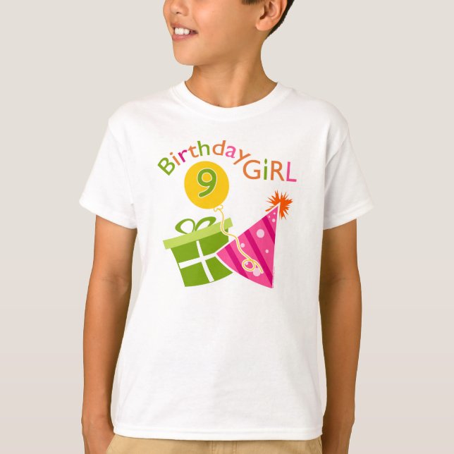 Girls 9th Birthday T-Shirt (Front)