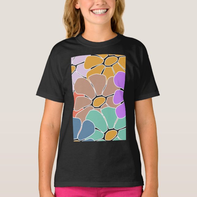 Girls' Abstract Floral Pattern T-Shirt (Front)