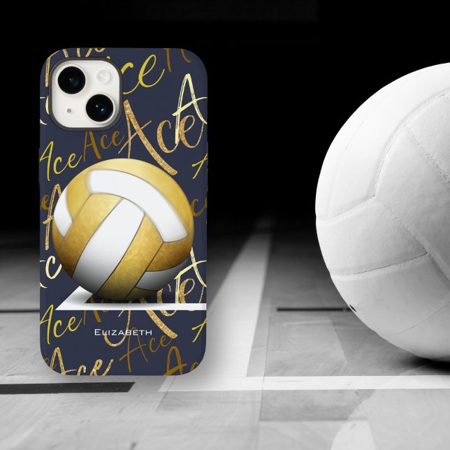 girl's ace serve gold volleyball w text pattern Case-Mate iPhone case (Creator Uploaded)