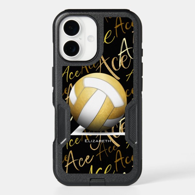 girl's ace serve gold volleyball w text pattern otterbox iPhone case (Back)