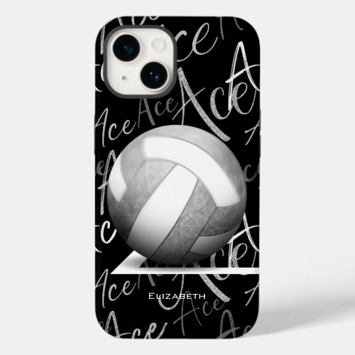 girls ace serve gray volleyball w text pattern Case_Mate iPhone 14 case