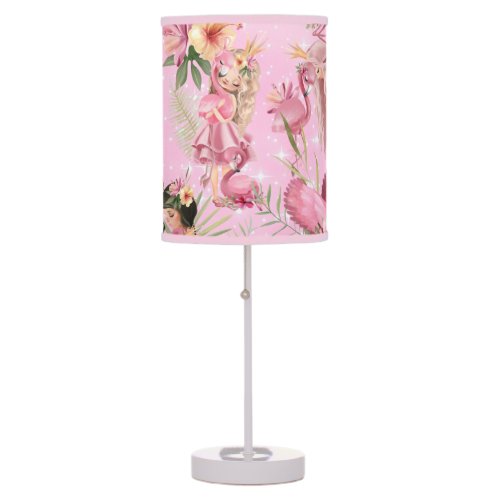 Girls And Flamingos Table Lamp