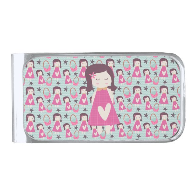 Girls and Handbags Silver Finish Money Clip (Front)