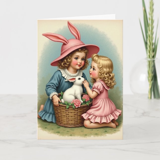 Girls And Rabbit Friend Card (Front)