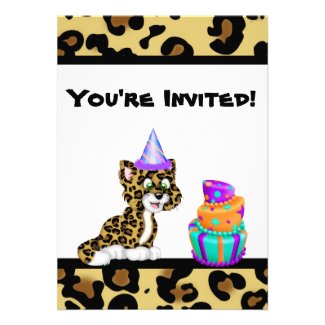 Girls Animal Print Leopard Birthday Invitation