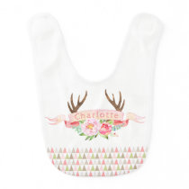 Girls Antler Baby Bib Girls Antler Baby Bib