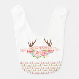 Girls Antler Baby Bib