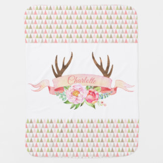 Girls Antler Baby Blanket