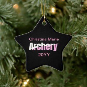 Girls Archery Abstract Typography Ceramic Ornament
