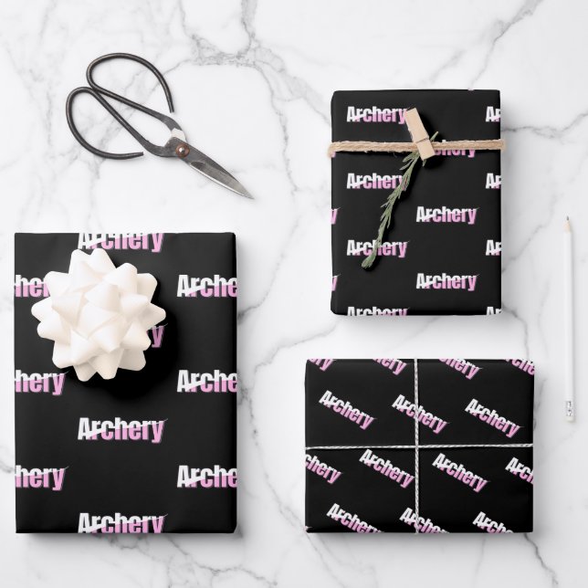 Girls Archery Abstract Typography Wrapping Paper Sheets (Front)