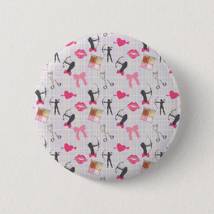 Girls Archery - Girly Hearts and Makeup Button