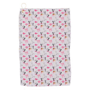 Girls Archery - Girly Hearts and Makeup Golf Towel