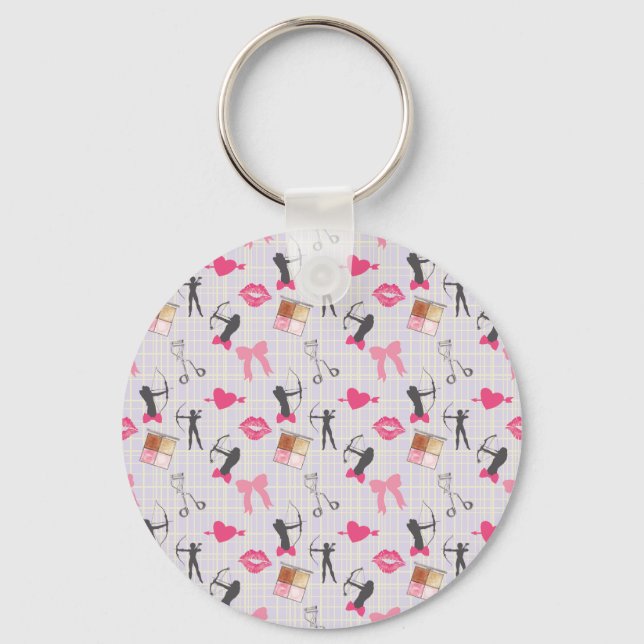 Girls Archery - Girly Hearts and Makeup Keychain (Front)