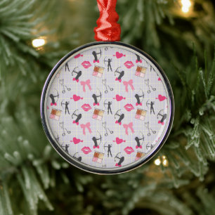 Girls Archery - Girly Hearts and Makeup Metal Ornament