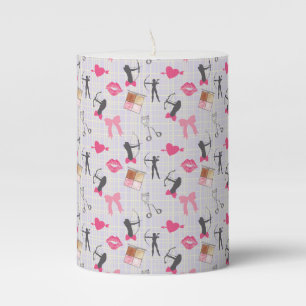 Girls Archery - Girly Hearts and Makeup Pillar Candle