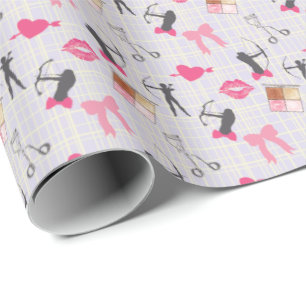 Girls Archery - Girly Hearts and Makeup Wrapping Paper