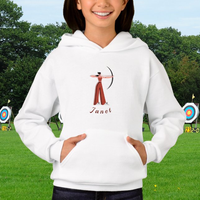 Girl's Archery Theme Bow Arrow Archers Kid Name Hoodie (Creator Uploaded)