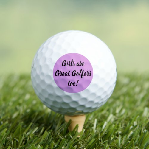 Girls Are Great Golfers Too Purple Cute Golf Balls