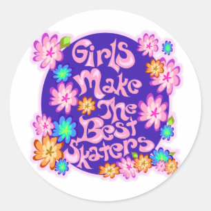 Girls are the Best Skaters! Classic Round Sticker