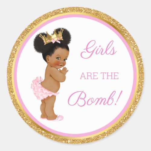 Girls Are the Bomb Bath Gift Etc Pink Gold Classi Classic Round Sticker