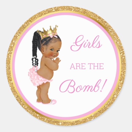 Girls Are the Bomb Bath Gift Etc Pink Gold Classic Round Sticker